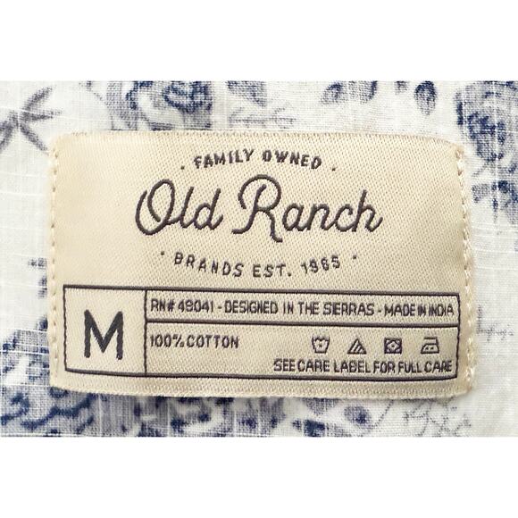 Old Ranch Brands Women's Toile Vintage Floral Shirt Button Front Pintucked Chest - Picture 6 of 8